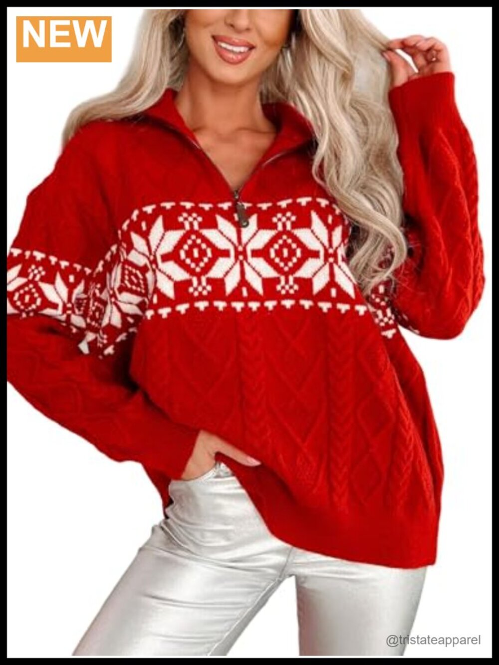Ugly Christmas Sweater Snowflake Reindeer Pullover Loose Fit